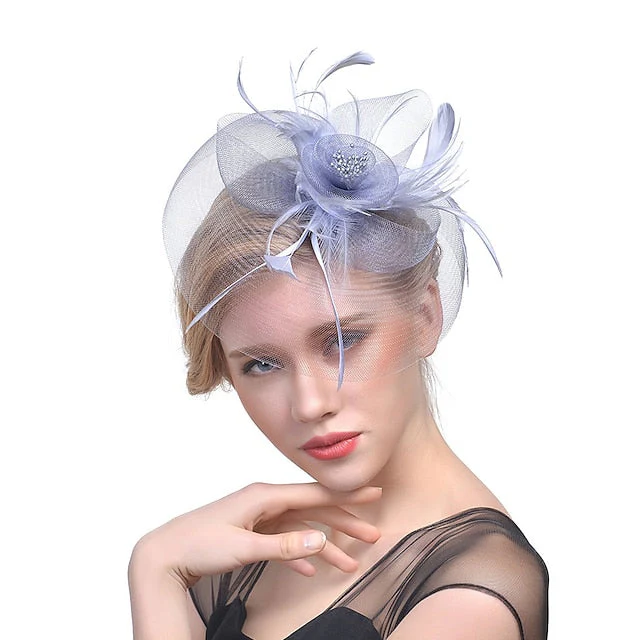 Fascinators Tulle Wedding Horse Race With Feather Headpiece - Image 3