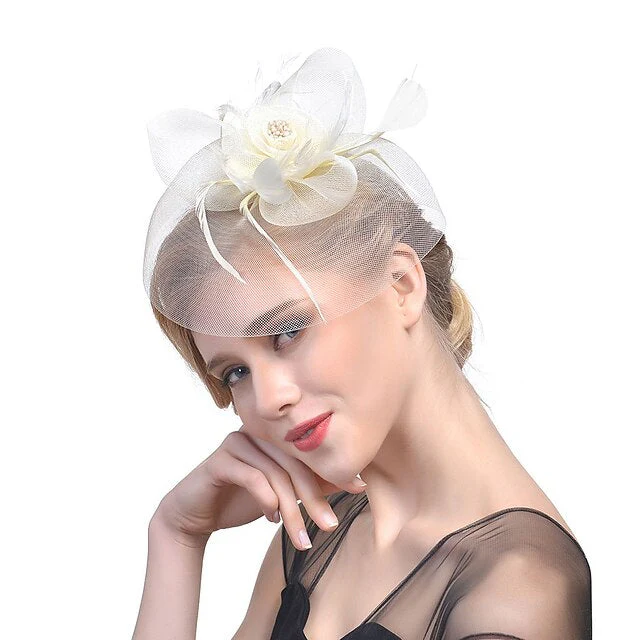 Fascinators Tulle Wedding Horse Race With Feather Headpiece - Image 4