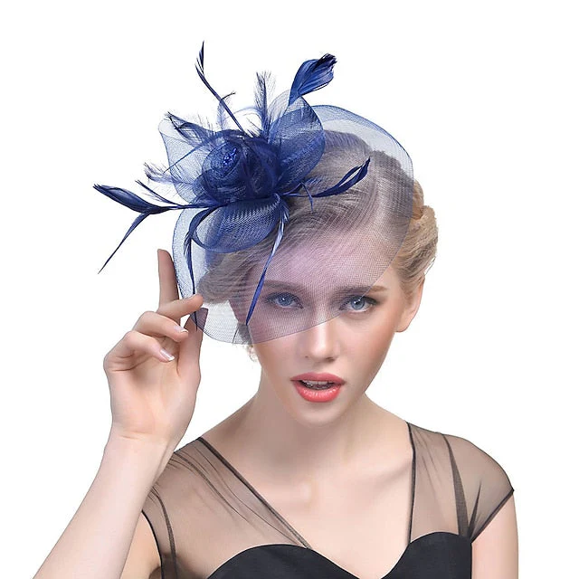 Fascinators Tulle Wedding Horse Race With Feather Headpiece - Image 8