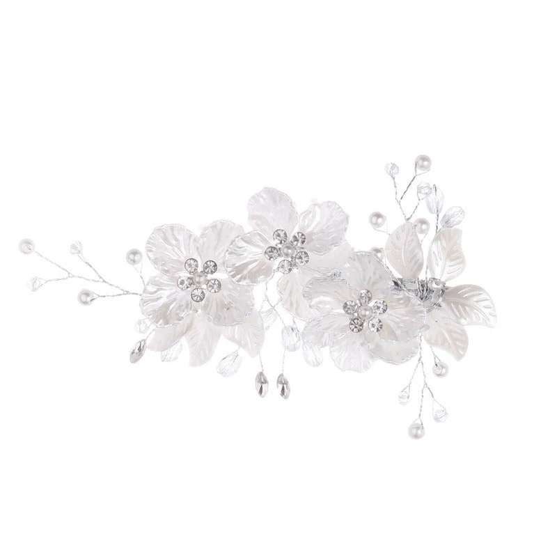 Flower Clip Bridal Headpiece with Pearls & Crystals - Image 2