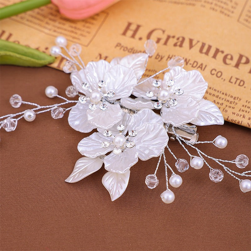 Flower Clip Bridal Headpiece with Pearls & Crystals - Image 3