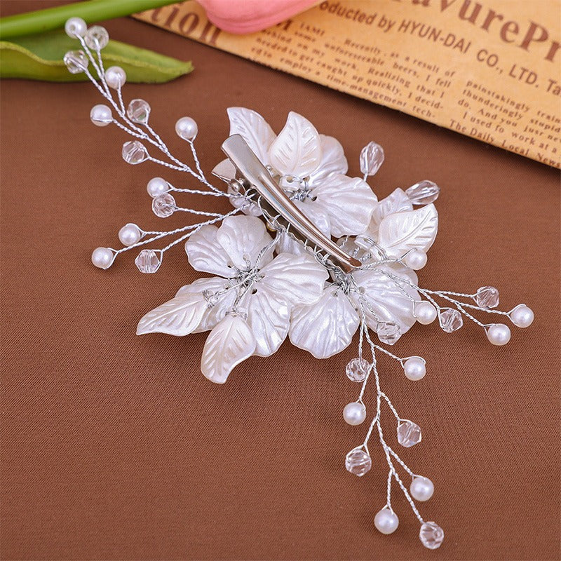Flower Clip Bridal Headpiece with Pearls & Crystals - Image 4