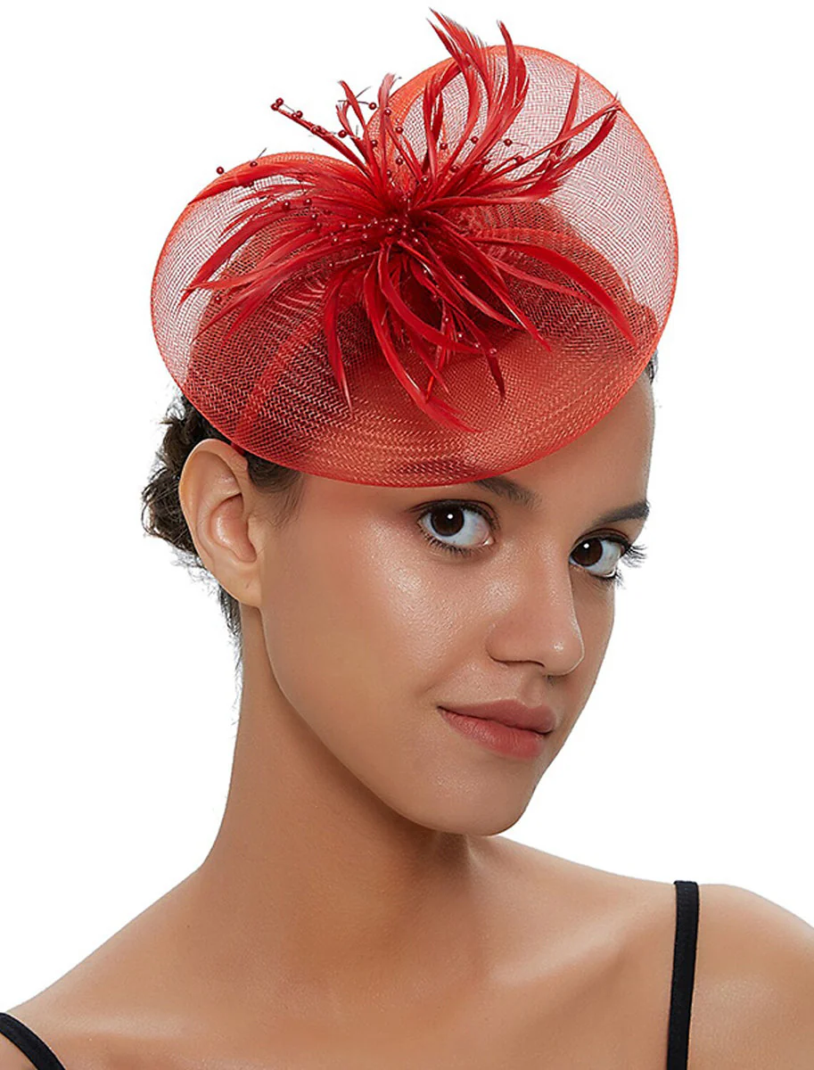Fuchsia Cute Ladies Day Wedding Party Cocktail Feather Kentucky Derby Hat/Fascinator - Image 11