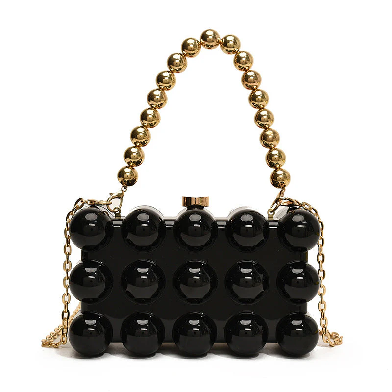 Gold Fashionable Retro Metal Ball Minimalist Chain Bags - Image 14
