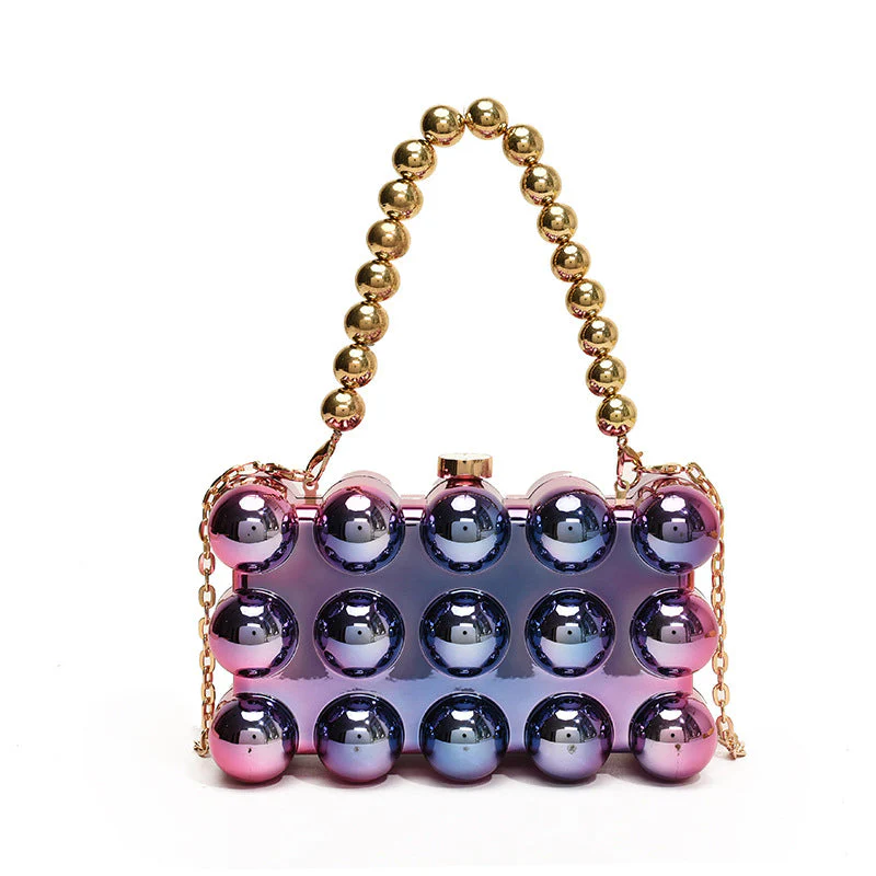 Gold Fashionable Retro Metal Ball Minimalist Chain Bags - Image 15