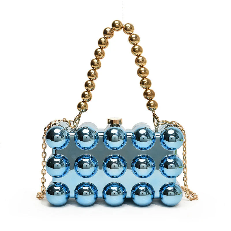 Gold Fashionable Retro Metal Ball Minimalist Chain Bags - Image 8