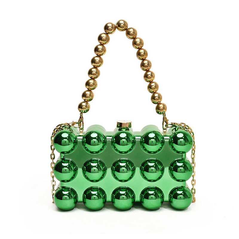 Gold Fashionable Retro Metal Ball Minimalist Chain Bags - Image 9
