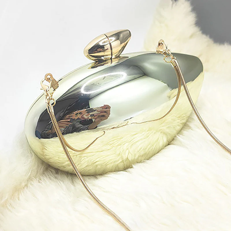 Gold Stylish Irregular Ellipse Candy Daily Chain Wedding Party Clutch Bag - Image 11