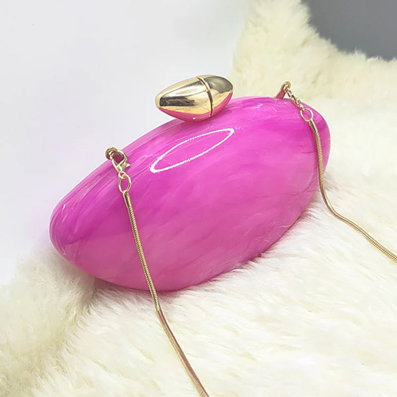 Gold Stylish Irregular Ellipse Candy Daily Chain Wedding Party Clutch Bag - Image 2