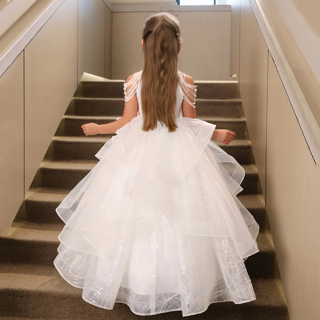 Halter A-Line/Princess Sleeveless Beading Girl Party Dress with Rhinestone Appliques - Image 2