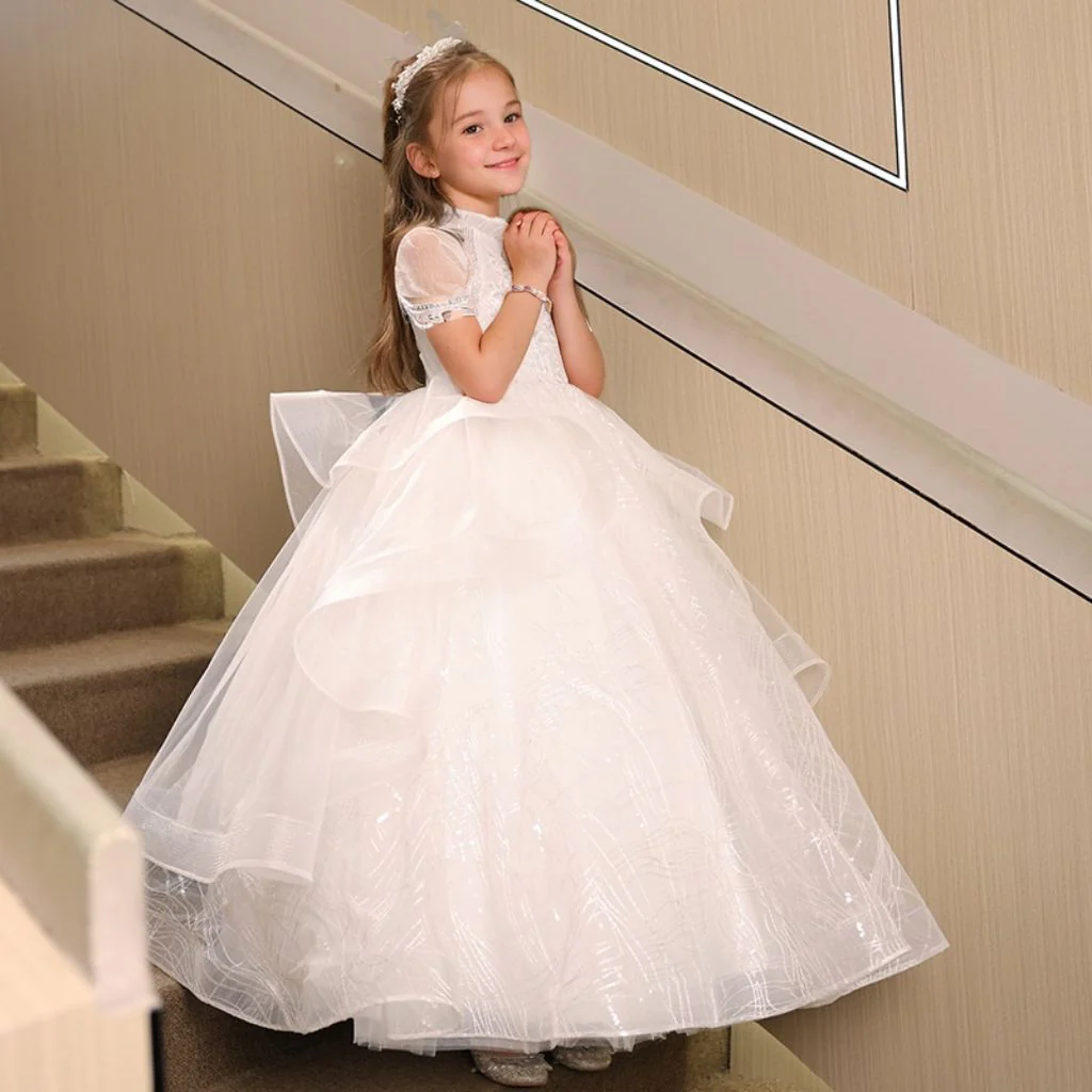 Halter A-Line/Princess Sleeveless Beading Girl Party Dress with Rhinestone Appliques - Image 3