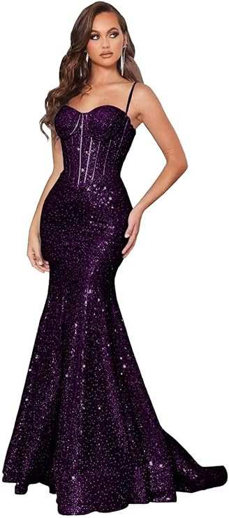 Mermaid/Trumpet Spaghetti Straps Prom Dresses with Sequin - Image 2