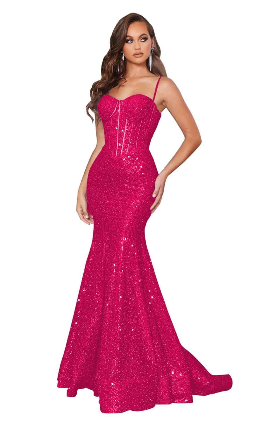 Mermaid/Trumpet Spaghetti Straps Prom Dresses with Sequin - Image 4