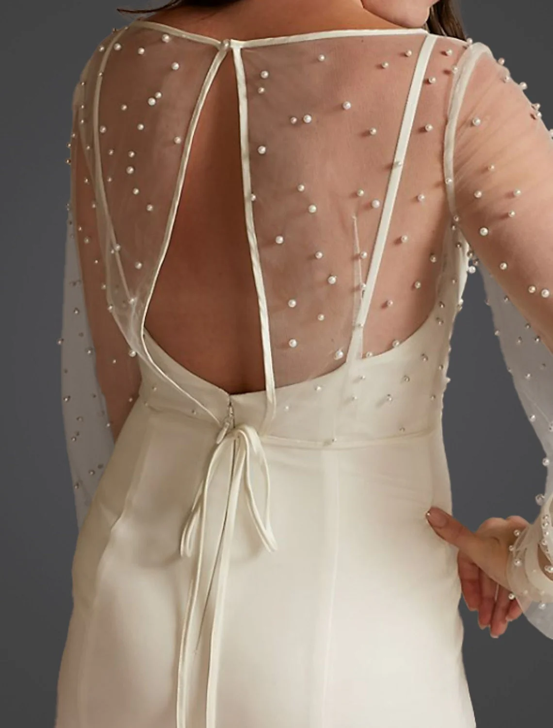 Ivory Faux Pear Bridal's Wrap Bolero Luxury Bridal Puff Long Sleeve Lace Wedding Wraps For Wedding - Image 2