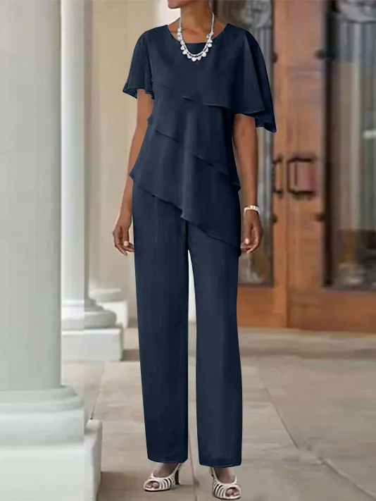 Jumpsuit / Pantsuit 2 Piece Jewel Neck Floor-Length Mother Of The Bride Dresses - Image 11