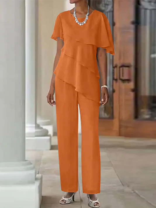 Jumpsuit / Pantsuit 2 Piece Jewel Neck Floor-Length Mother Of The Bride Dresses - Image 12