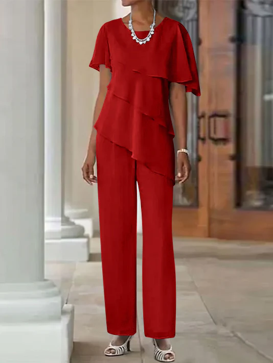 Jumpsuit / Pantsuit 2 Piece Jewel Neck Floor-Length Mother Of The Bride Dresses - Image 13