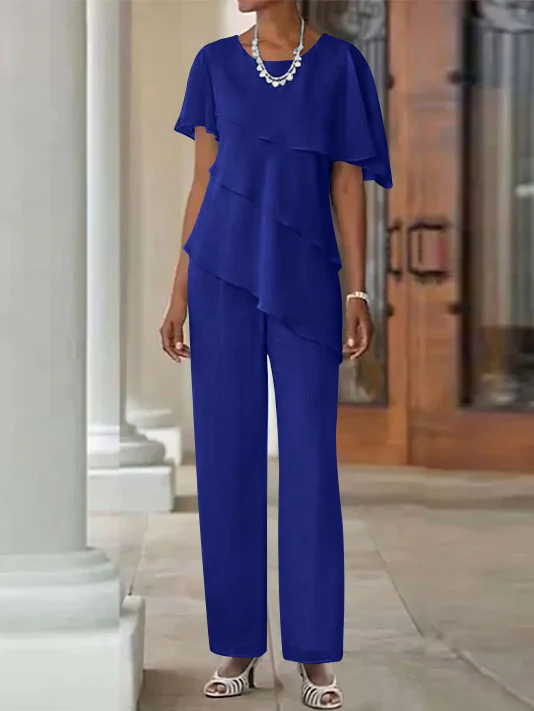 Jumpsuit / Pantsuit 2 Piece Jewel Neck Floor-Length Mother Of The Bride Dresses - Image 14
