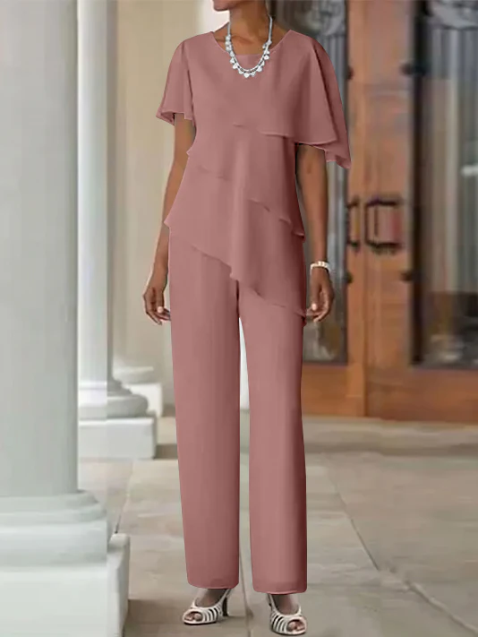 Jumpsuit / Pantsuit 2 Piece Jewel Neck Floor-Length Mother Of The Bride Dresses - Image 7
