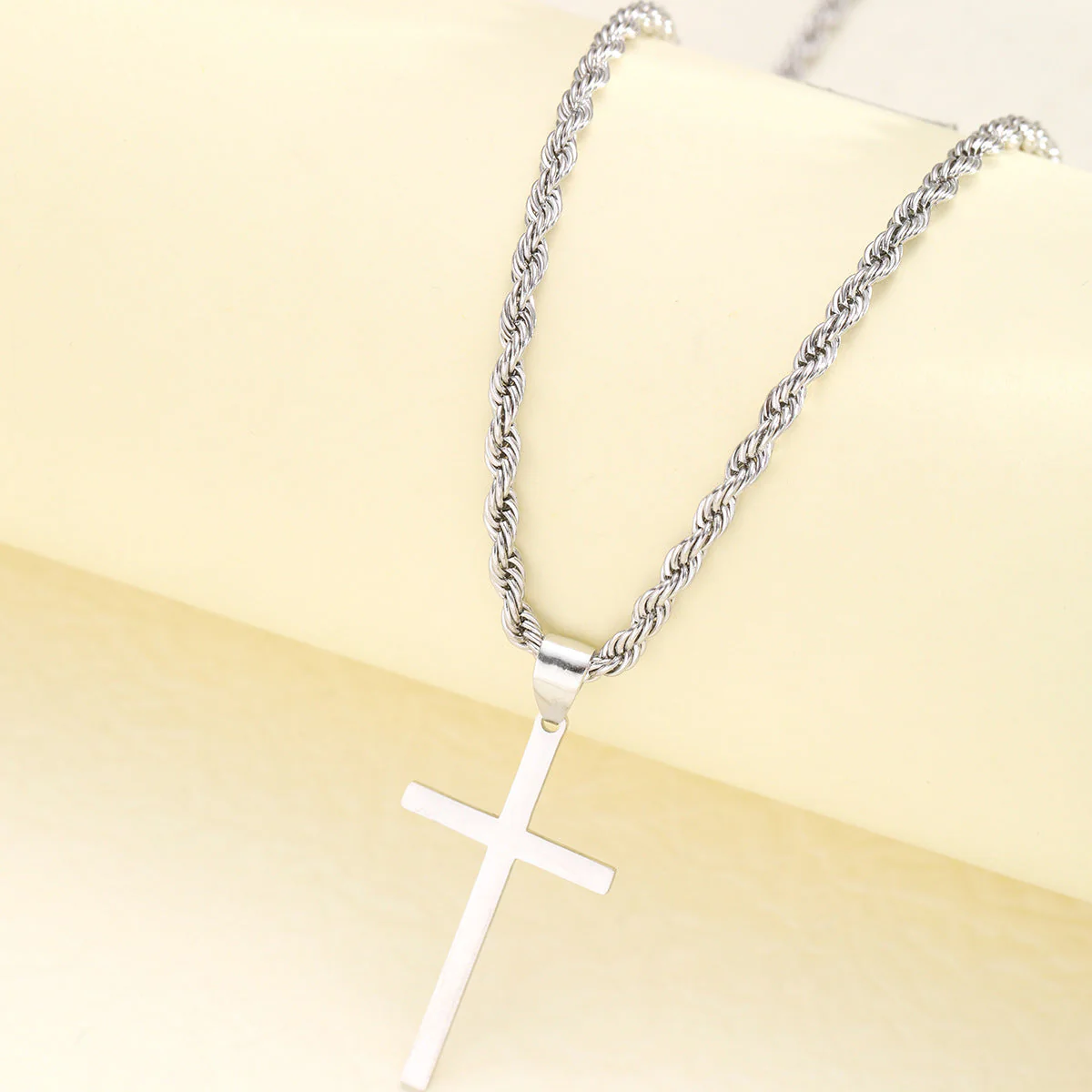 KC Gold Thin Spiral Chain Cross Pendant Minimalist Necklace - Image 6