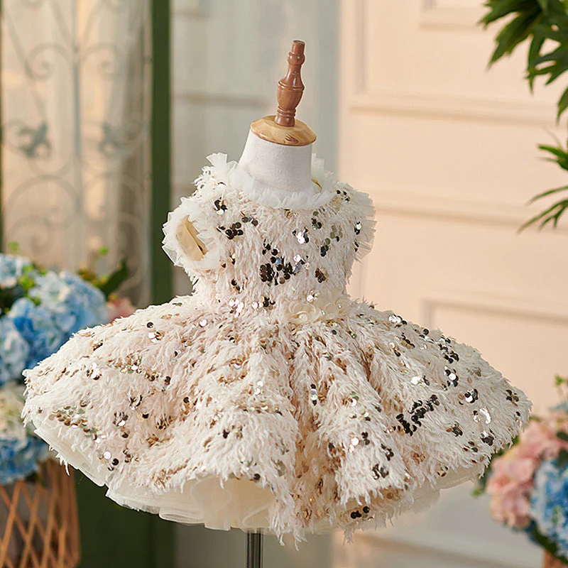 Knee-length Champagne Baby Girl Dress - Image 2