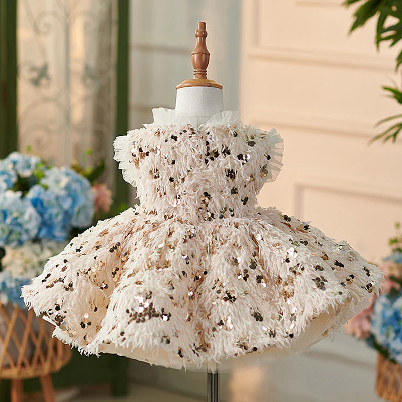 Knee-length Champagne Baby Girl Dress - Image 3