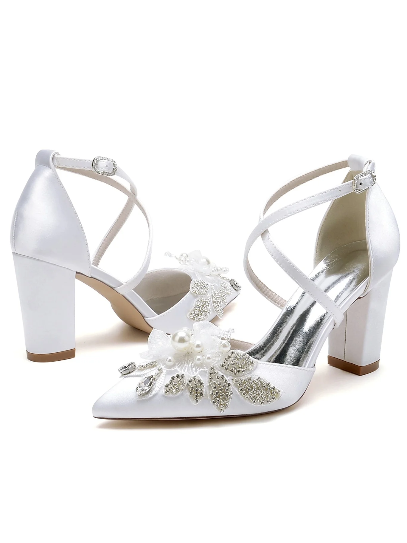 Lace Stiletto Heel Pointed Toe Bridal Shoes - Image 12
