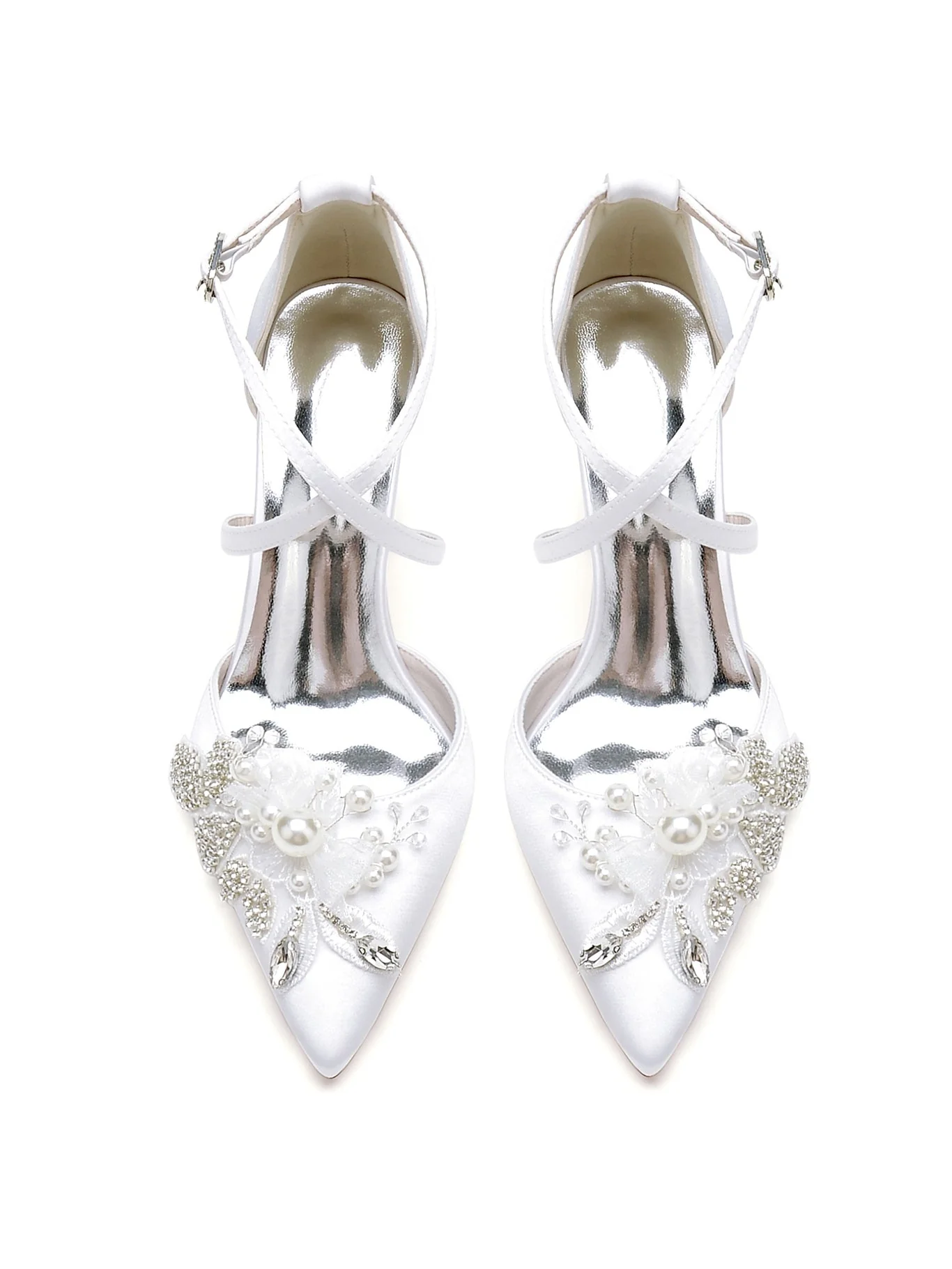 Lace Stiletto Heel Pointed Toe Bridal Shoes - Image 5
