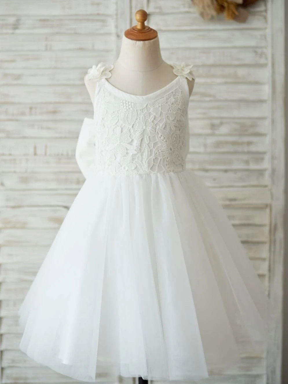 Lace Tulle Knee-length 3D Flower Girl Dress - Image 2