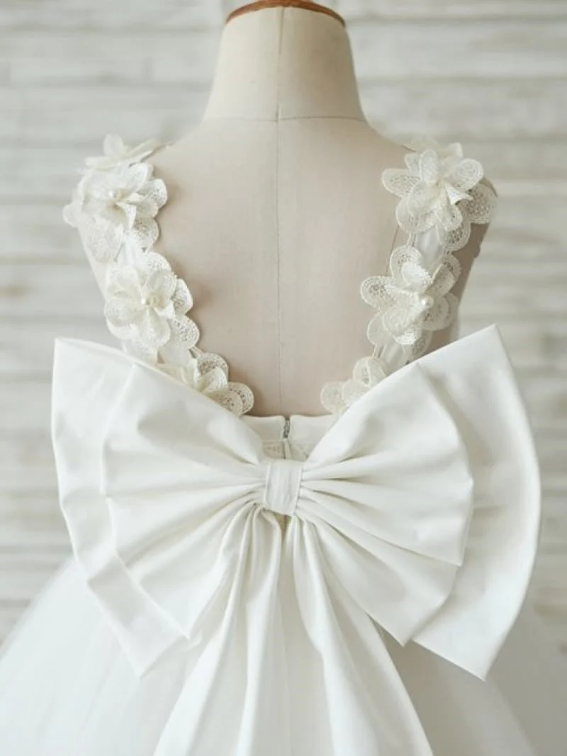 Lace Tulle Knee-length 3D Flower Girl Dress - Image 4