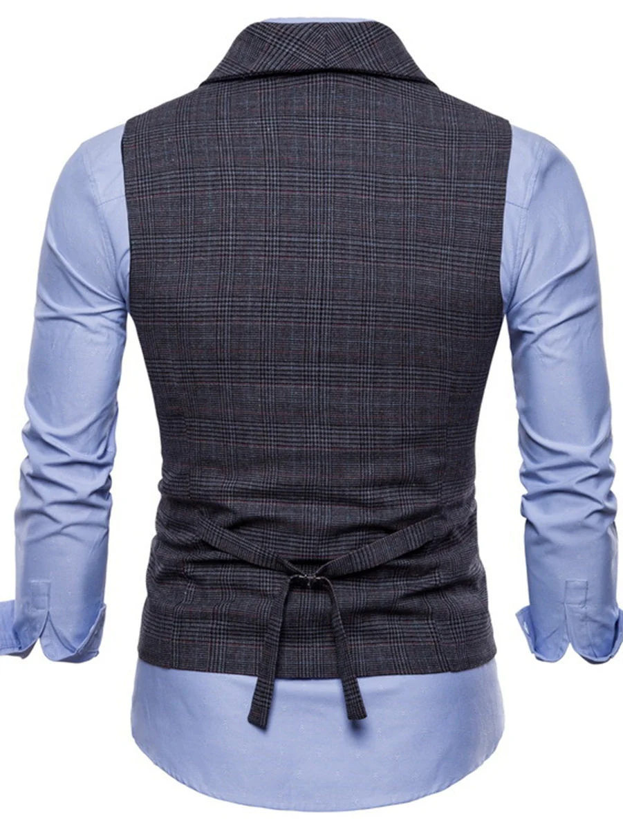 Light Grey Men's Formal Striped Two Breasted-Six Buttons Casual Daily Vest - Image 6