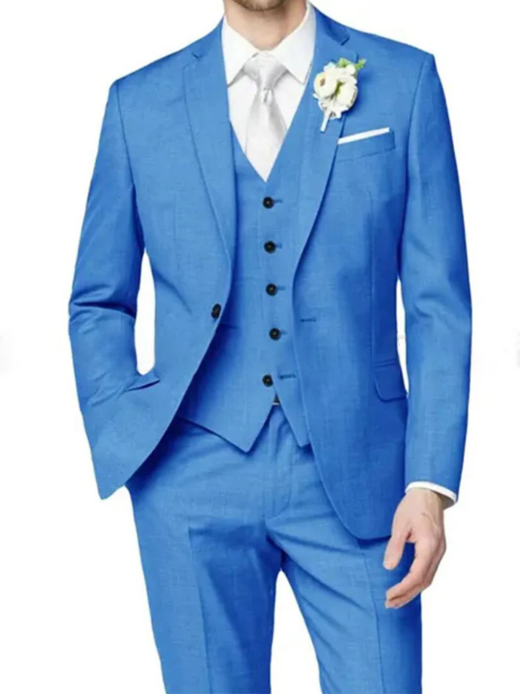 Lilac Men's Formal Notch Tailored Fit Single Breasted One-button Wedding Party Suits - Image 4
