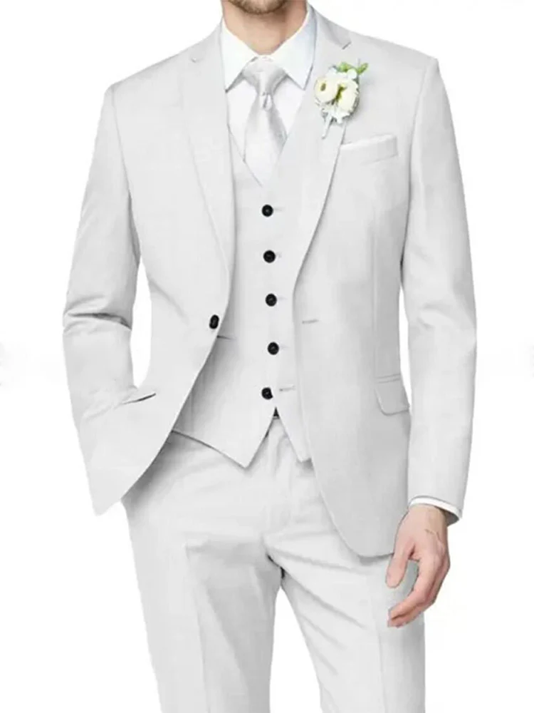 Lilac Men's Formal Notch Tailored Fit Single Breasted One-button Wedding Party Suits - Image 2