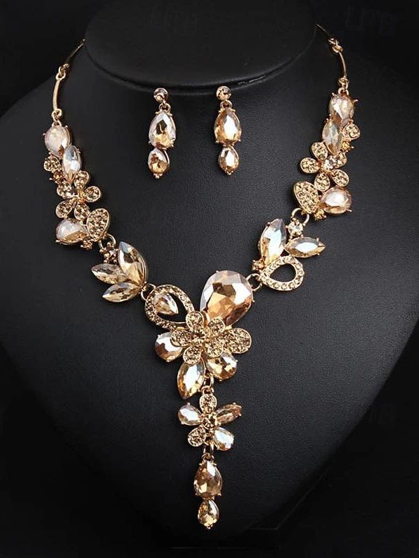 Luxury 1 set 3 Pieces Jewelry Earrings Necklace For Women's Wedding Gemstone Pendant Necklace Set - Image 5