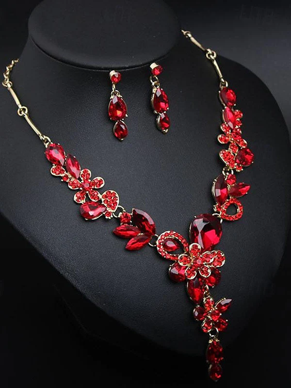 Luxury 1 set 3 Pieces Jewelry Earrings Necklace For Women's Wedding Gemstone Pendant Necklace Set - Image 7