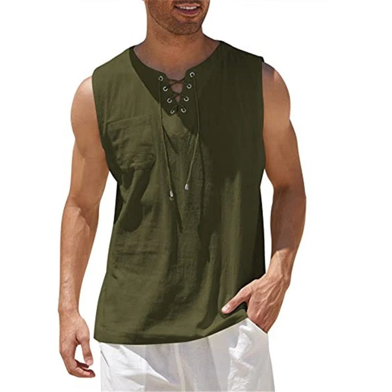 Men's 17th Century Pirate Knight Ritter Viking Drawstring Halloween Masquerade Casual Daily Shirt - Image 7