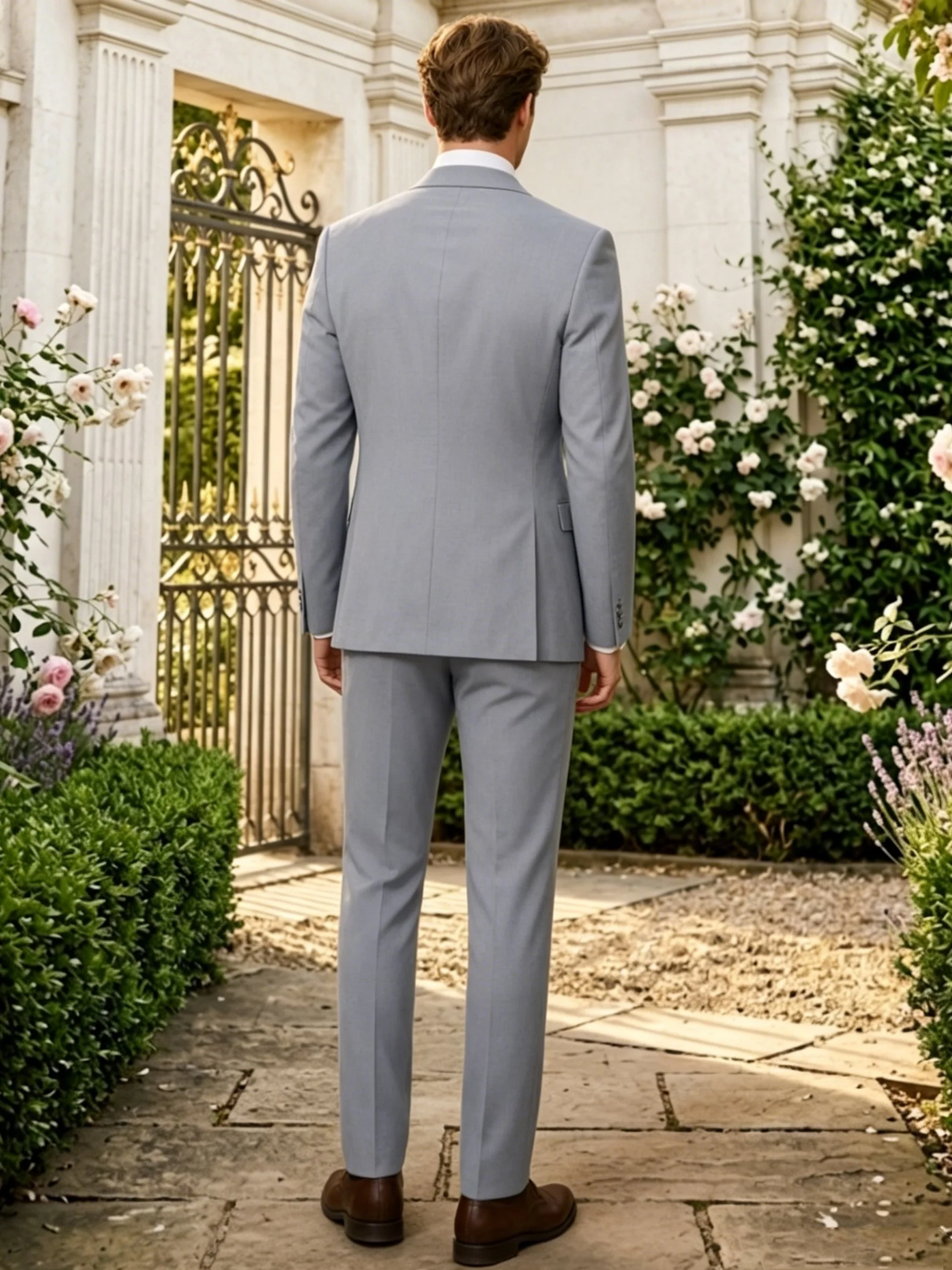 Men's 2-Piece Suit Jacket, Light Blue, Double-Breasted, Blended Wool Material - Image 2