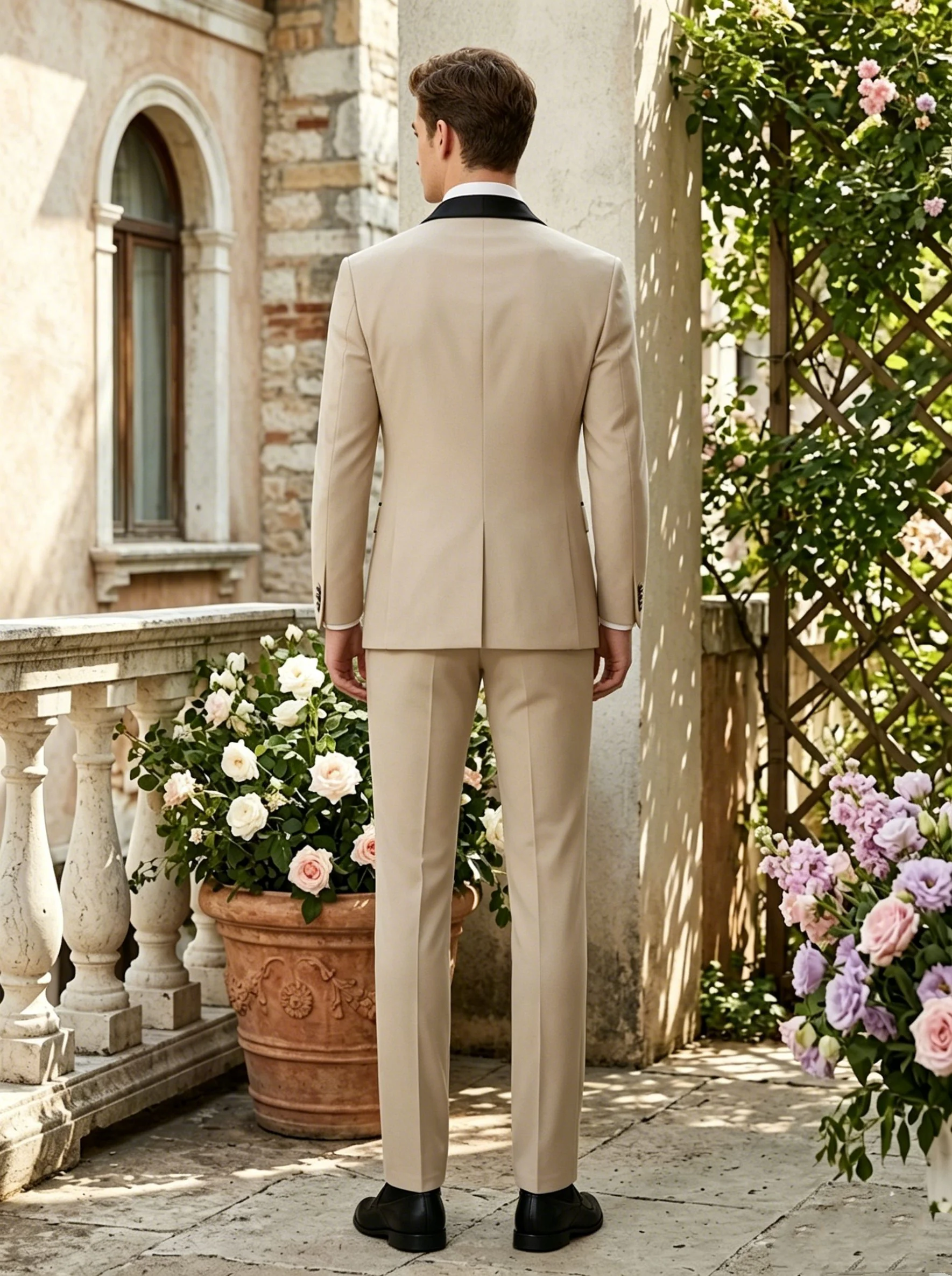 Men's 2-Piece Suit Jacket, Stretchable and Wrinkle-Resistant, Beige - Image 2