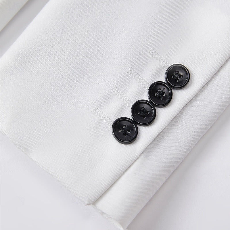 Men's Black White PatchworkPunk Fashion Standard Fit Single Breasted Party Prom Suits 2 Piece - Image 4