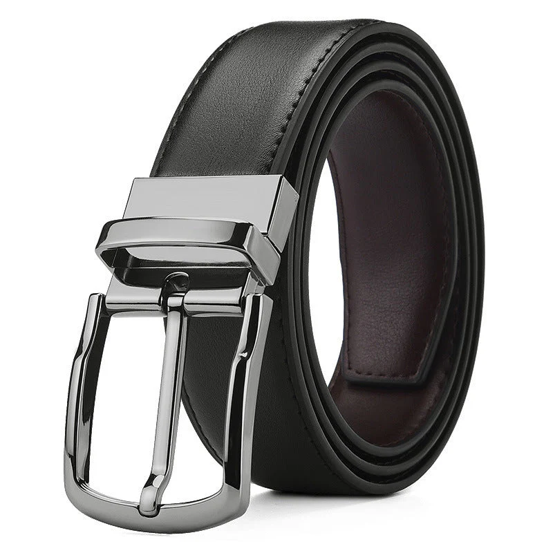 Men's Black PU Leather Pin Buckle Swivel Modern Business Wear Belt - Image 2