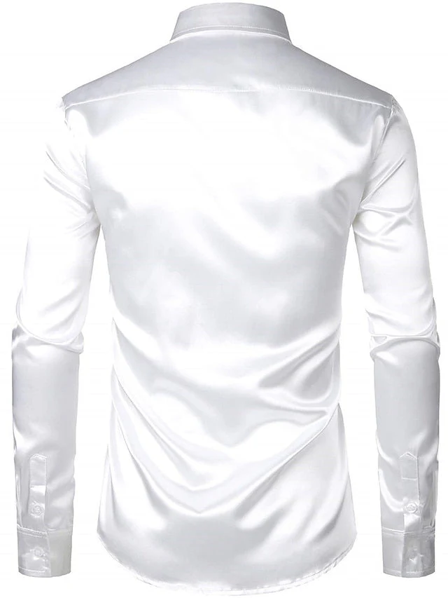 Men's Casual Polyester Long Sleeves Solid Colour Shirt - Image 2