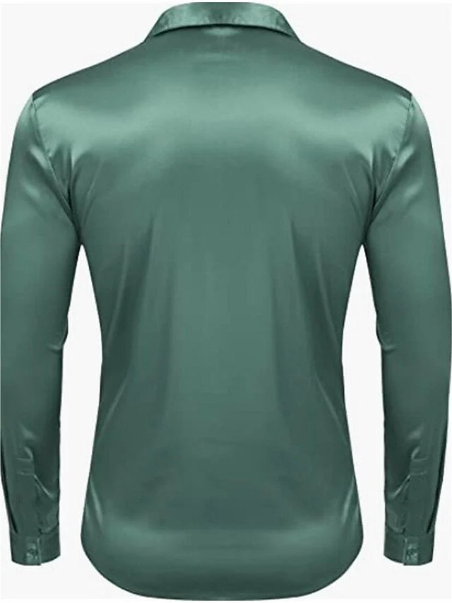Men's Casual Polyester Long Sleeves Solid Colour Shirt - Image 4