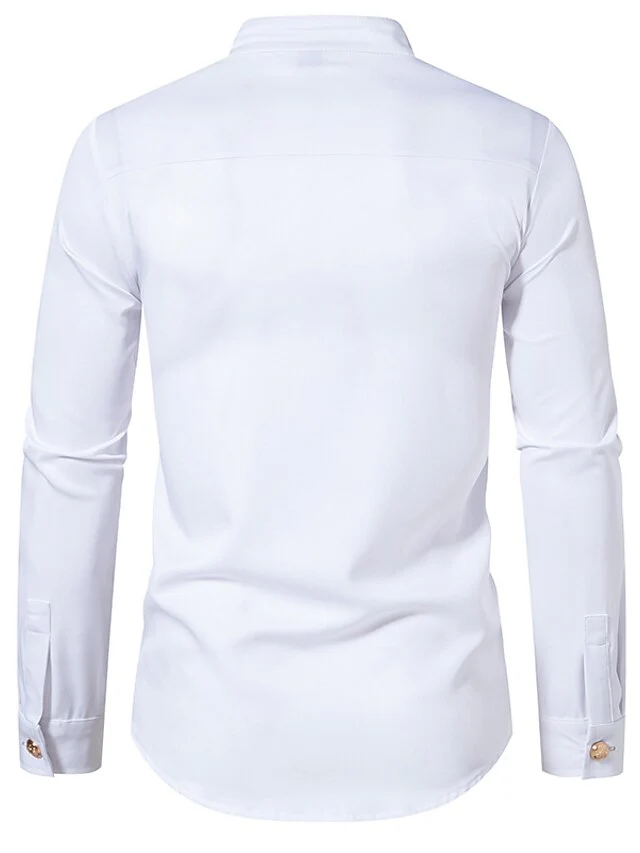 Men's Classic Long Sleeves Solid Colour Shirt - Image 3