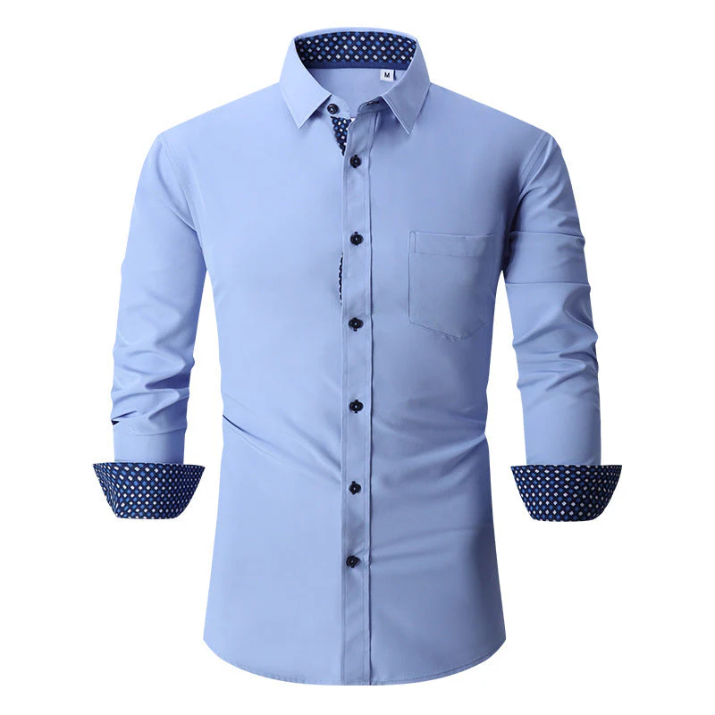 Men's Classic Long Sleeves Solid Colour Shirt - Image 4