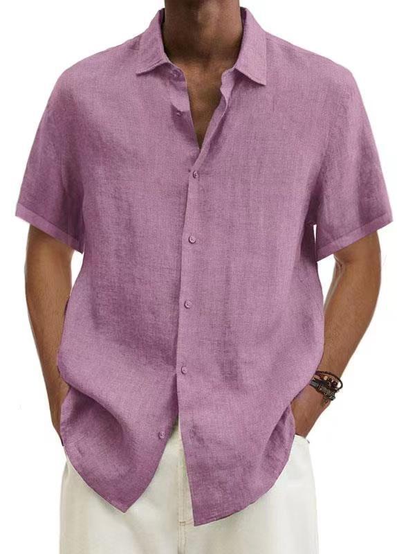 Men's Cotton Linen Solid Colour Shirt - Image 3