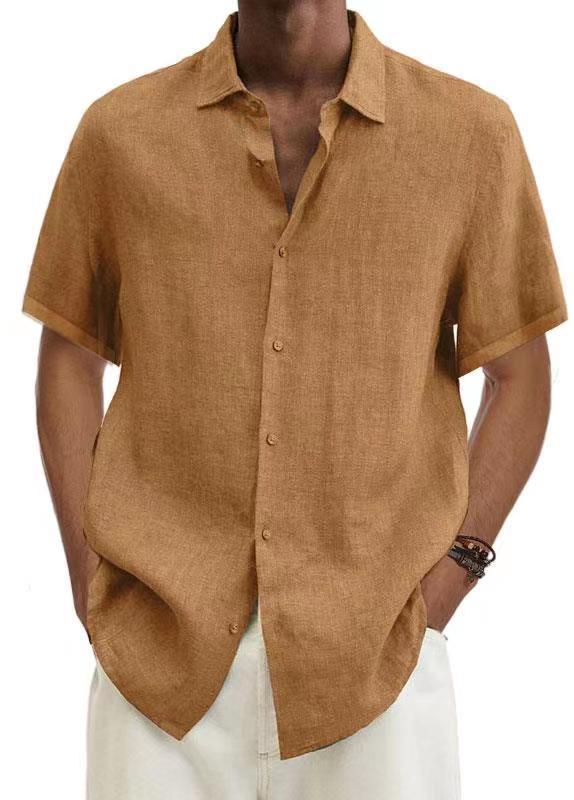 Men's Cotton Linen Solid Colour Shirt - Image 4