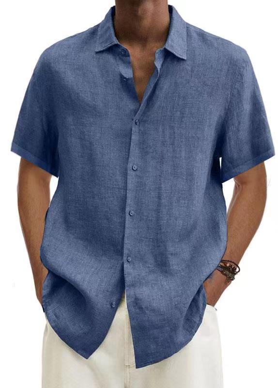 Men's Cotton Linen Solid Colour Shirt - Image 5