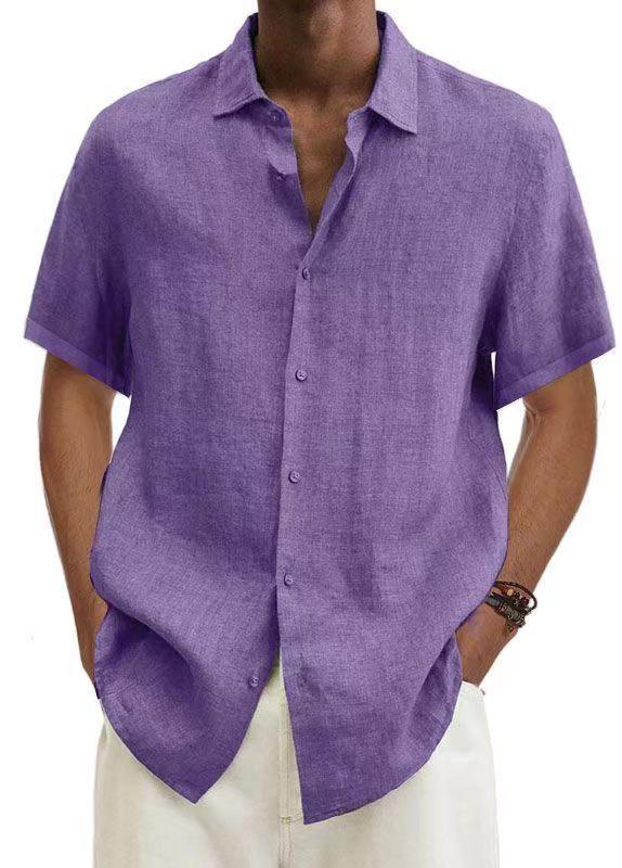 Men's Cotton Linen Solid Colour Shirt - Image 7