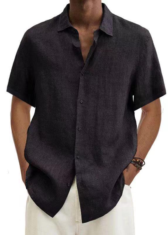 Men's Cotton Linen Solid Colour Shirt - Image 8