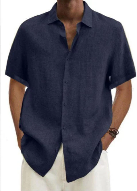 Men's Cotton Linen Solid Colour Shirt - Image 9
